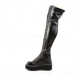 Demonia Boots EMILY-375 Black Stretch Vegan Leather Thigh Boot 12 Demonia Boots EMILY-375 Black Stretch Vegan Leather Thigh Boot