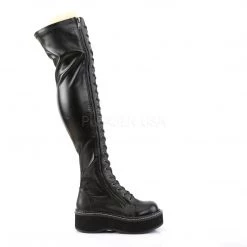 Demonia Boots EMILY-375 Black Stretch Vegan Leather Thigh Boot 14 Demonia Boots EMILY-375 Black Stretch Vegan Leather Thigh Boot