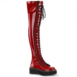 Demonia Boots EMILY-375 Red Patent Thigh Boot