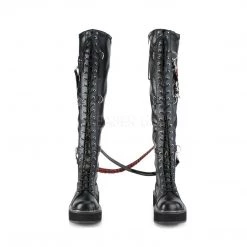 Demonia EMILY-377 Black StretchVegan Leather Lace-Up Boot