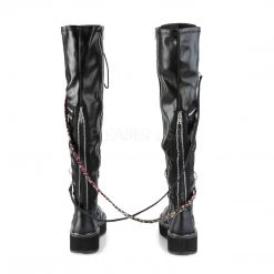 Demonia EMILY-377 Black StretchVegan Leather Lace-Up Boot