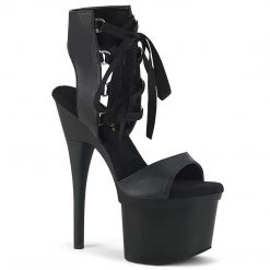 Pleaser ESTEEM-700-14 Black Faux Leather Platform Sandal Shoes