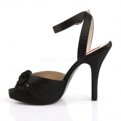 Pleaser Pink Label Shoes EVE-01 Black Satin