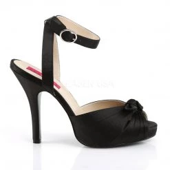 Pleaser Pink Label Shoes EVE-01 Black Satin