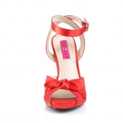 Pleaser Pink Label Shoes EVE-01 Red Satin