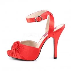 Pleaser Pink Label Shoes EVE-01 Red Satin