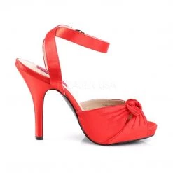 Pleaser Pink Label Shoes EVE-01 Red Satin