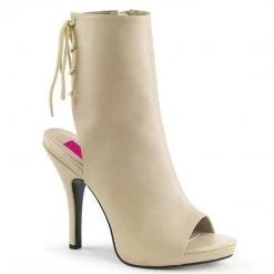 Pleaser Pink Label Boots EVE-102 Cream Faux Leather