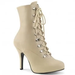 Pleaser Pink Label Boots EVE-106 Cream Faux Leather
