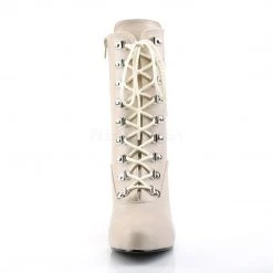 Pleaser Pink Label Boots EVE-106 Cream Faux Leather