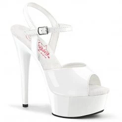 Pleaser EXCITE-609 White Patent Platform Sandal Shoes