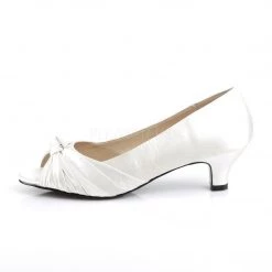 Pleaser Pink Label FAB-422 Ivory Satin Shoes