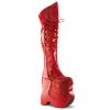 Pleaser Pink Label FABULOUS-3035 Red Crinkle Patent-Glitter Boots