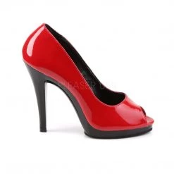 Pleaser Pink Label FLAIR-474 Red/Black Shoes