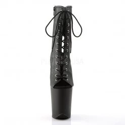 Pleaser FLAMINGO-1016 Black Faux Leather/Black Ankle Boot