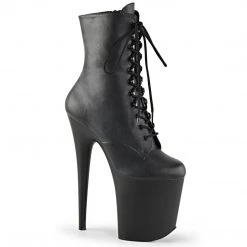 Pleaser FLAMINGO-1020 Black Faux Leather Ankle Boot