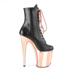 Pleaser Boots FLAMINGO-1020 Black Faux Leather/Rose Gold Chrome Ankle Boot 17 Pleaser Boots FLAMINGO-1020 Black Faux Leather/Rose Gold Chrome Ankle Boot