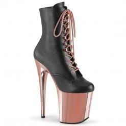 Pleaser Boots FLAMINGO-1020 Black Faux Leather/Rose Gold Chrome Ankle Boot 18 Pleaser Boots FLAMINGO-1020 Black Faux Leather/Rose Gold Chrome Ankle Boot