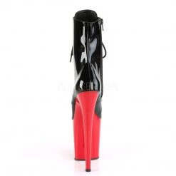 Pleaser FLAMINGO-1020 Black Patent/Red Ankle Boot Boots