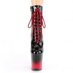 Pleaser Boots FLAMINGO-1020BR-H Black Patent-Red Ankle Boot