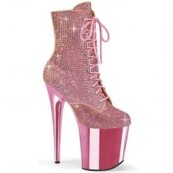 Pleaser FLAMINGO-1020CHRS Baby Pink Rhinestone Ankle Boot Boots