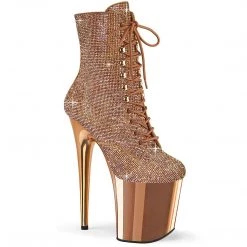 Pleaser FLAMINGO-1020CHRS Rose Gold Rhinestone Ankle Boot
