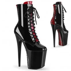Pleaser FLAMINGO-1020FH Black Patent/Black Ankle Boot