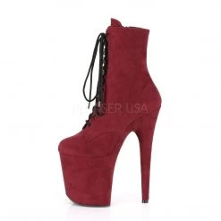 Pleaser FLAMINGO-1020FS Burgundy Faux Suede/Burgundy Faux Suede Ankle Boot Boots