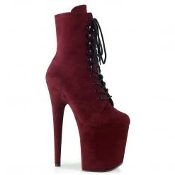 Pleaser FLAMINGO-1020FS Burgundy Faux Suede/Burgundy Faux Suede Ankle Boot Boots