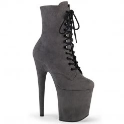 Pleaser FLAMINGO-1020FS Grey Faux Suede Ankle Boot