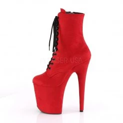 Pleaser FLAMINGO-1020FS Red Faux Suede/Red Faux Suede Ankle Boot Boots 10 Pleaser FLAMINGO-1020FS Red Faux Suede/Red Faux Suede Ankle Boot Boots
