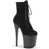 Pleaser Boots FLAMINGO-1020FST Black Faux Suede/Frosted Black Ankle Boot