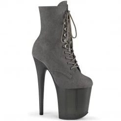 Pleaser Boots FLAMINGO-1020FST Grey Faux Suede/Frosted Grey Ankle Boot