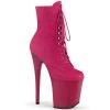 Pleaser FLAMINGO-1020FST Hot Pink Faux Suede/Frosted Hot Pink Ankle Boot Boots