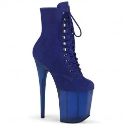 Pleaser FLAMINGO-1020FST Royal Blue Faux Suede/Frosted Blue Ankle Boot