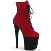 Pleaser FLAMINGO-1020FSTT Red/Black Faux Suede Ankle Boot