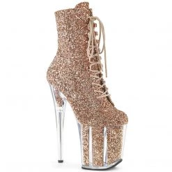 Pleaser FLAMINGO-1020G Rose Gold Glitter/Rose Gold Glitter Ankle Boot