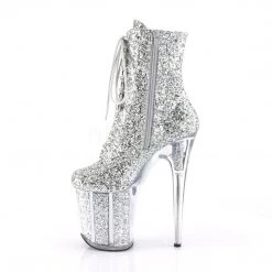 Pleaser FLAMINGO-1020G Silver Glitter/Silver Glitter Ankle Boot 10 Pleaser FLAMINGO-1020G Silver Glitter/Silver Glitter Ankle Boot