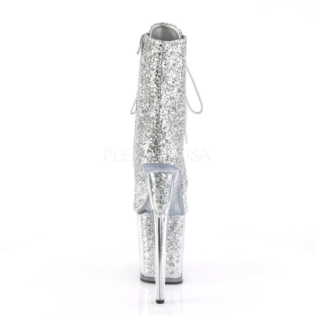 Pleaser FLAMINGO-1020G Silver Glitter/Silver Glitter Ankle Boot 6 Pleaser FLAMINGO-1020G Silver Glitter/Silver Glitter Ankle Boot