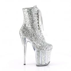 Pleaser FLAMINGO-1020G Silver Glitter/Silver Glitter Ankle Boot 12 Pleaser FLAMINGO-1020G Silver Glitter/Silver Glitter Ankle Boot