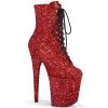 Pleaser FLAMINGO-1020GWR Red Glitter/Red Glitter Ankle Boot
