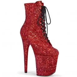 Pleaser FLAMINGO-1020GWR Red Glitter/Red Glitter Ankle Boot