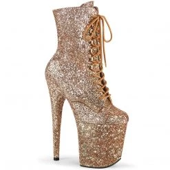 Pleaser FLAMINGO-1020GWR Rose Gold Glitter/Rose Gold Glitter Ankle Boot Boots