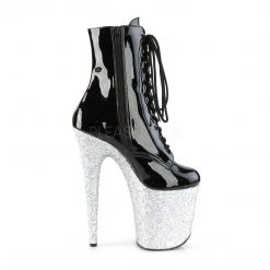 Pleaser Boots FLAMINGO-1020LG Black/Silver Multi Glitter Ankle Boot