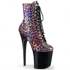 Pleaser FLAMINGO-1020LP Pink Hologram/Black Ankle Boot