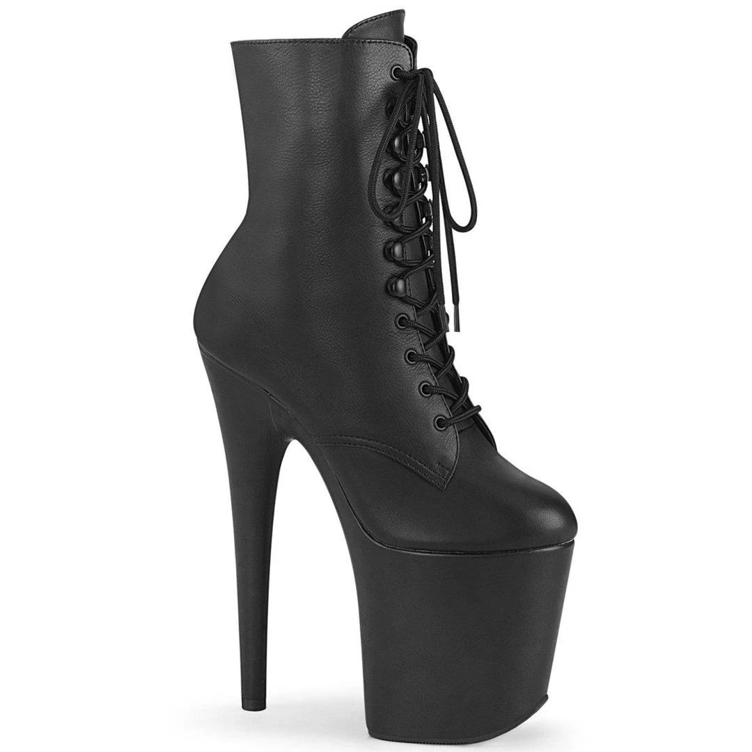 Pleaser FLAMINGO-1020LWR Black Leather Ankle Boot 4 Pleaser FLAMINGO-1020LWR Black Leather Ankle Boot