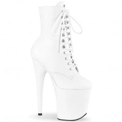 Pleaser Boots FLAMINGO-1020LWR White Leather/White Leather Ankle Boot