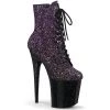 Pleaser Boots FLAMINGO-1020OMBG Purple Multi Glitter/Black Ankle Boot
