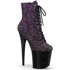 Pleaser Boots FLAMINGO-1020OMBG Purple Multi Glitter/Black Ankle Boot