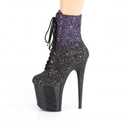 Pleaser Boots FLAMINGO-1020OMBG Purple Multi Glitter/Black Ankle Boot